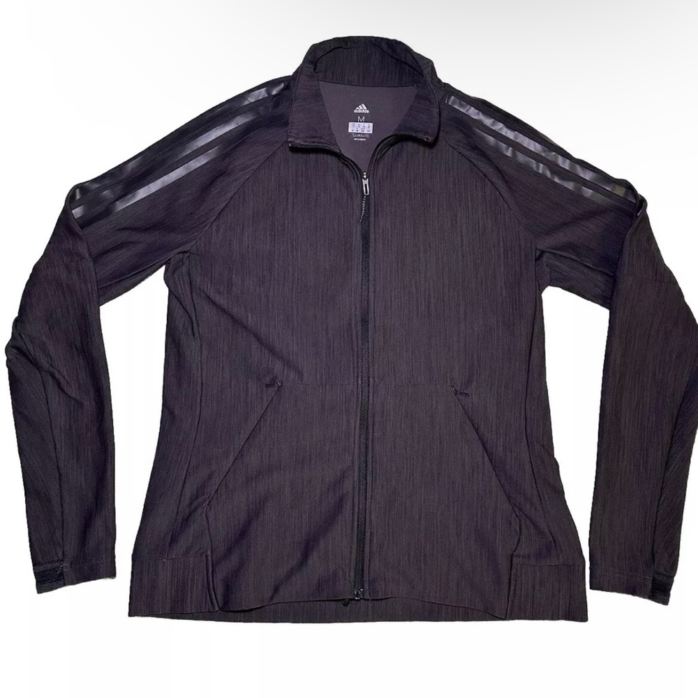 Adidas Ultimate Track Jacket Women’s  Size M Climalite Full Zip Steel Gray Black